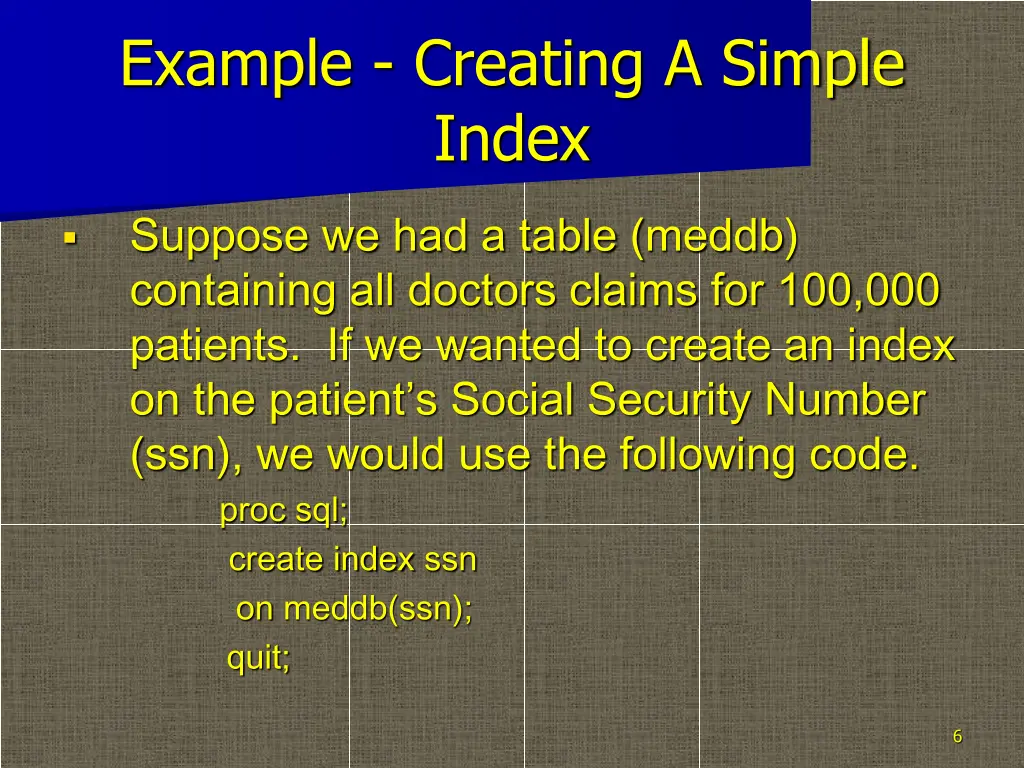 example creating a simple index