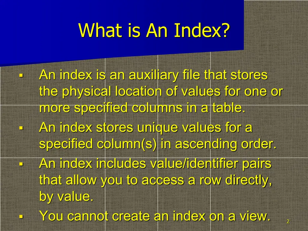 what is an index