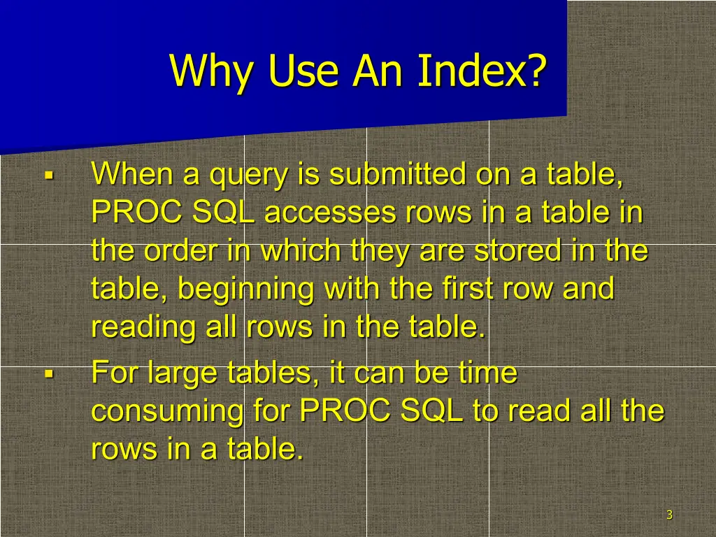 why use an index