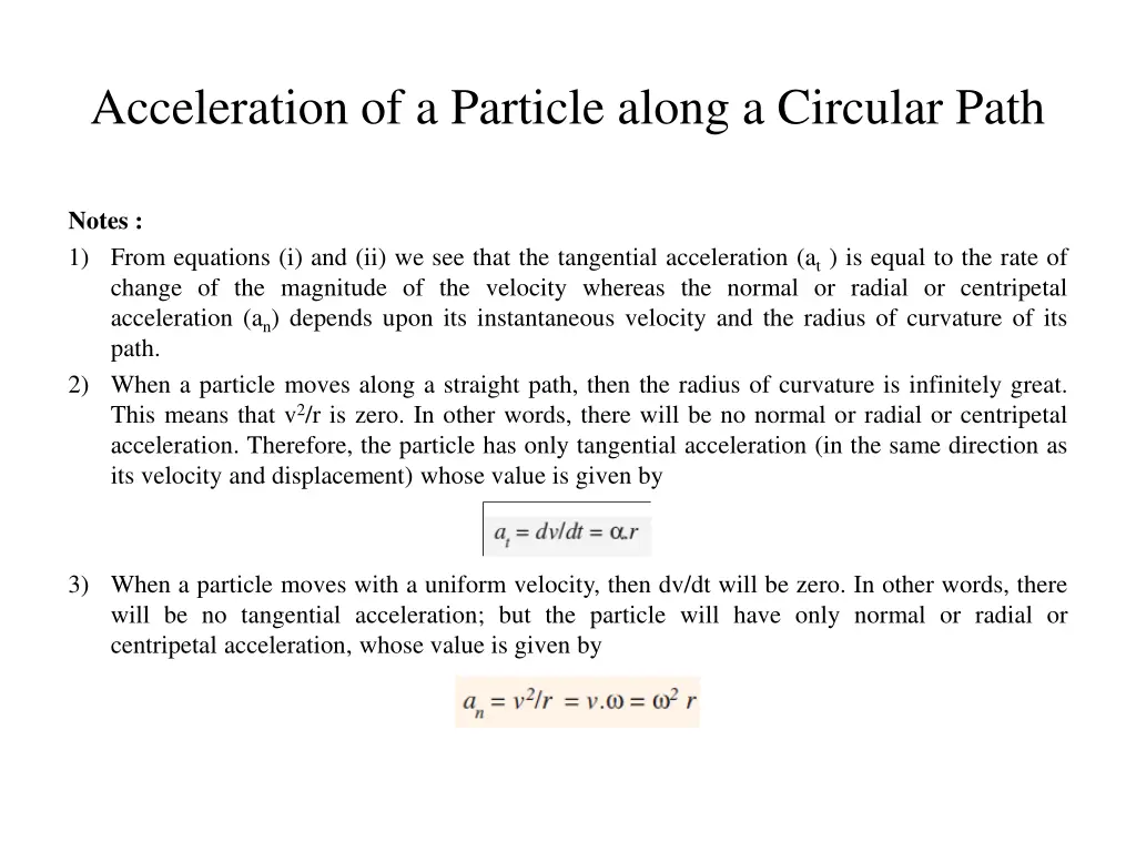 acceleration of a particle along a circular path 1