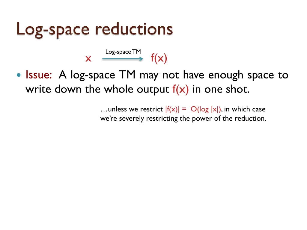 log space reductions