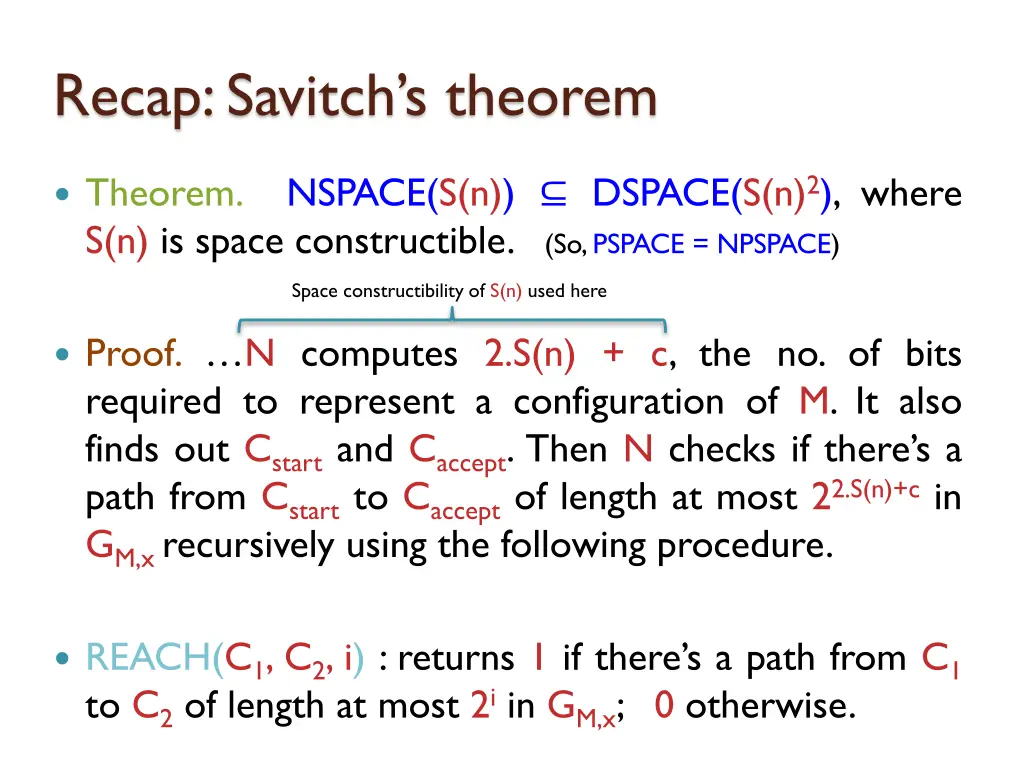 recap savitch s theorem 1