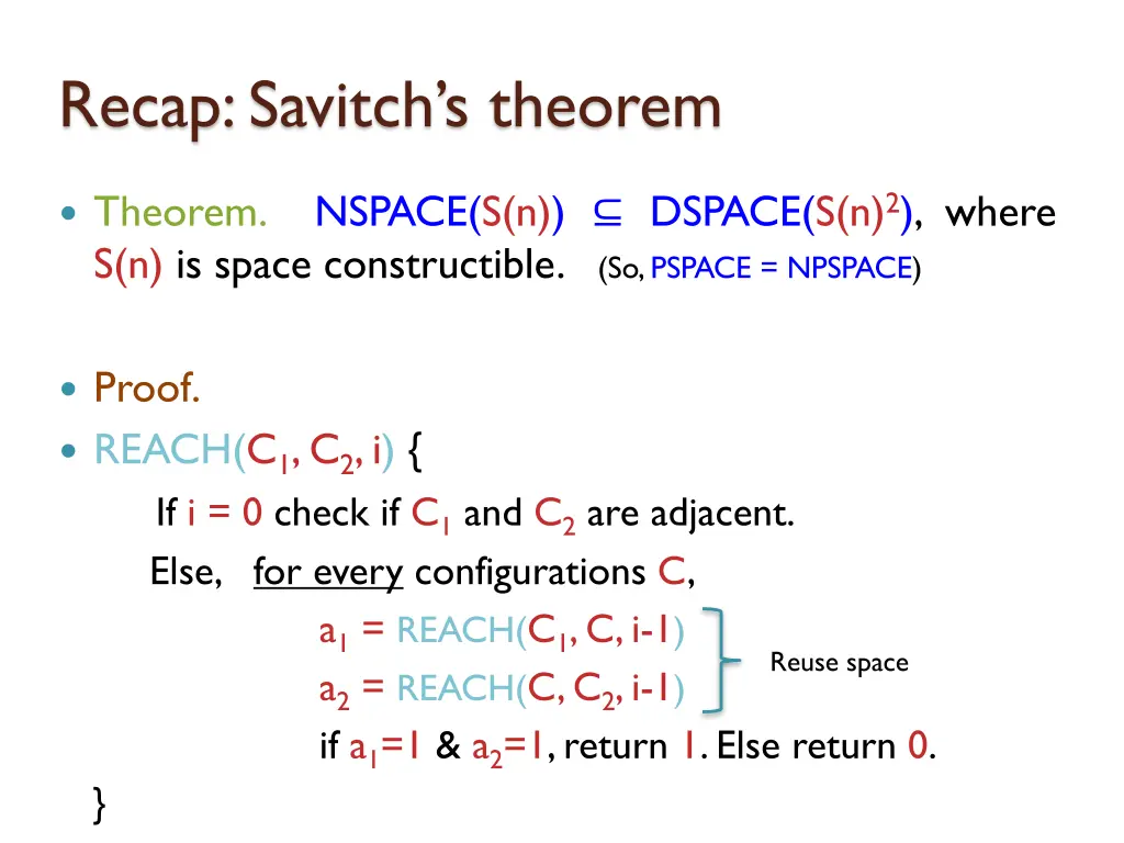 recap savitch s theorem 2
