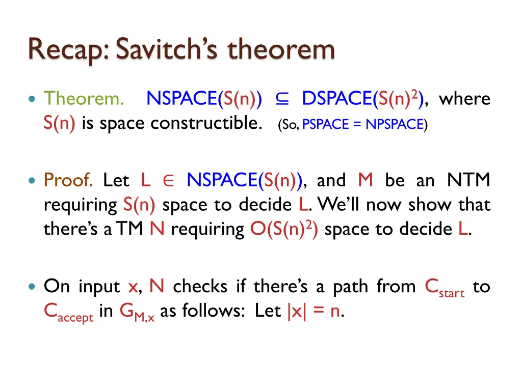 recap savitch s theorem