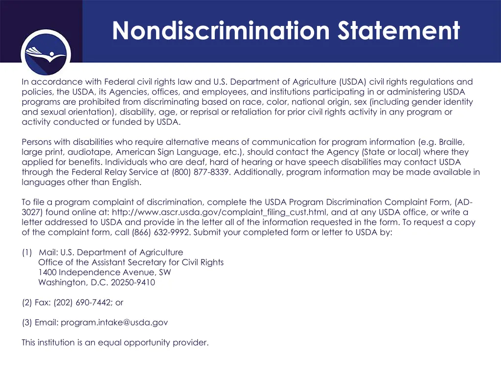nondiscrimination statement