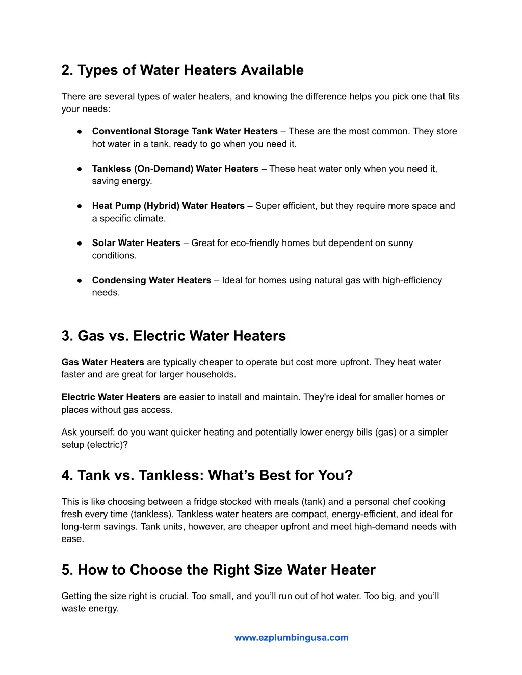 2 types of water heaters available