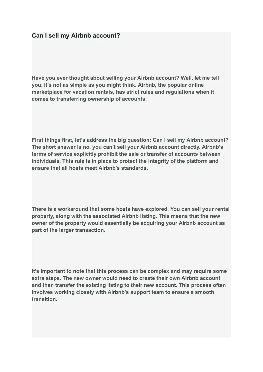 can i sell my airbnb account