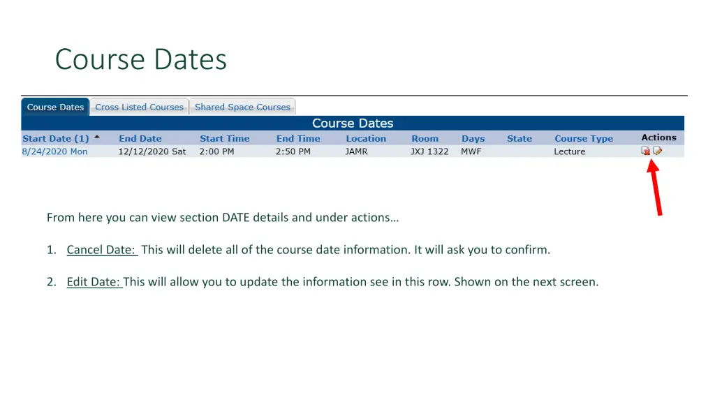 course dates