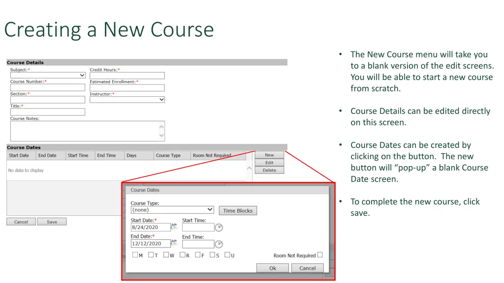 creating a new course