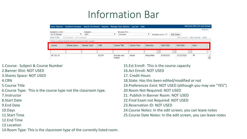 information bar