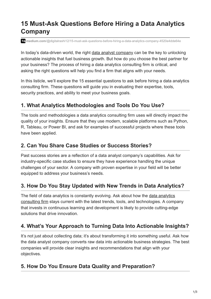 15 must ask questions before hiring a data