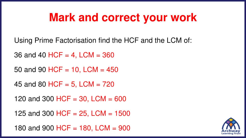 mark and correct your work
