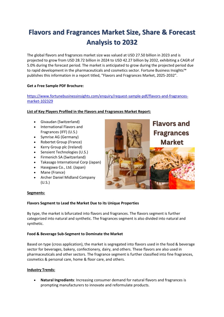 flavors and fragrances market size share forecast