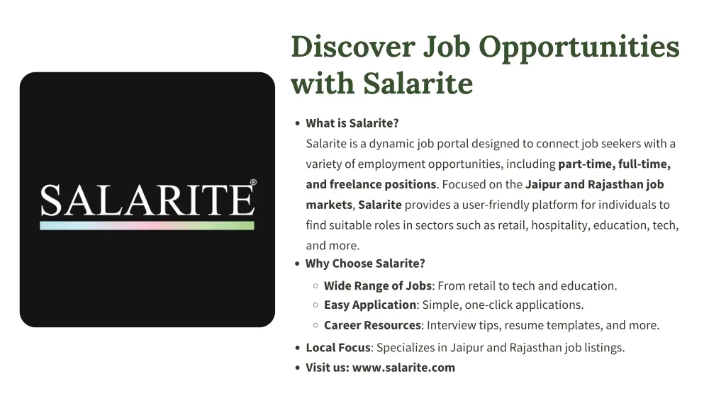 discover job opportunities with salarite