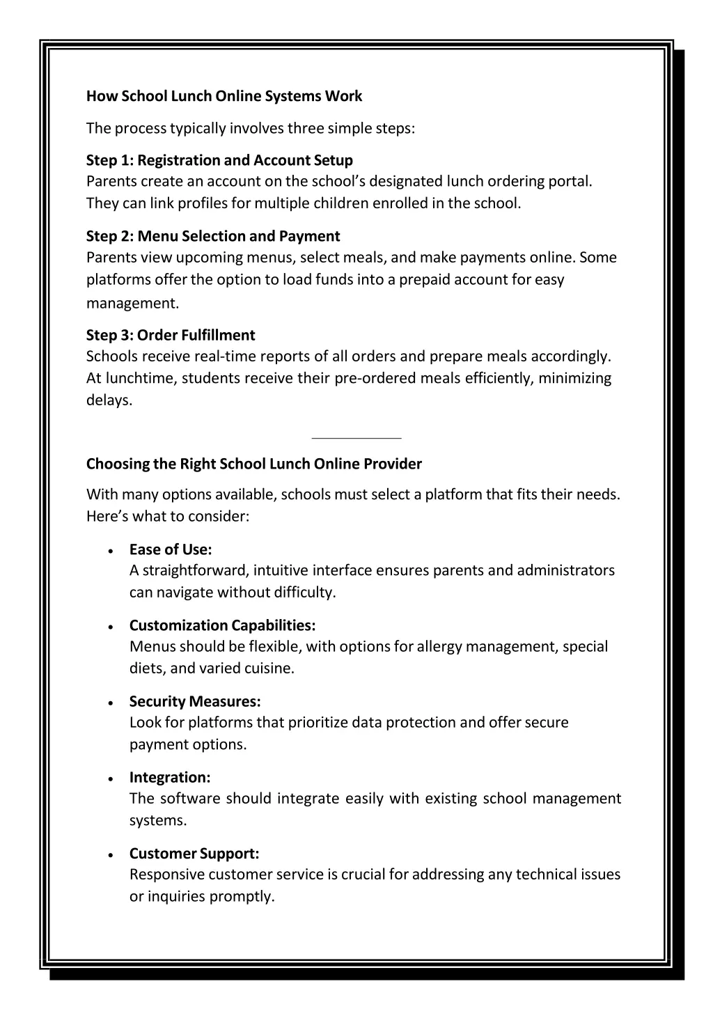 how school lunch online systems work