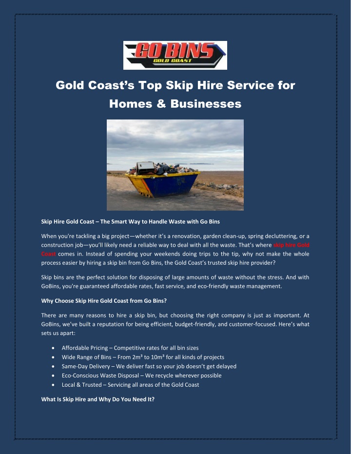 gold coast s top skip hire service for homes