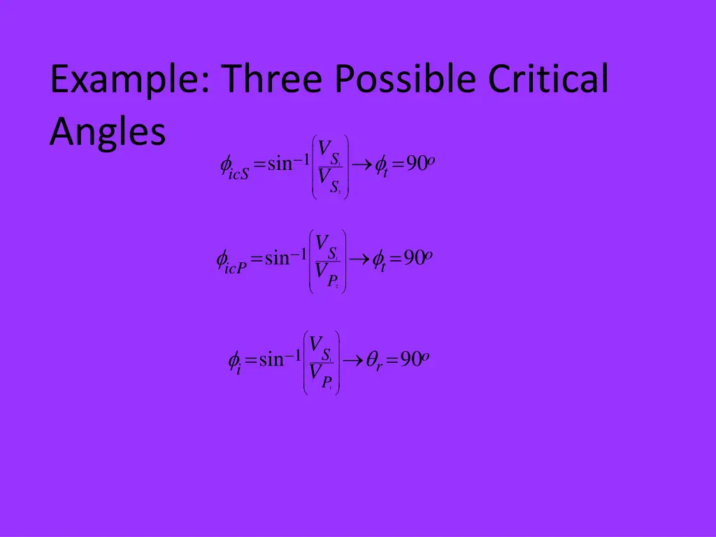 example three possible critical angles