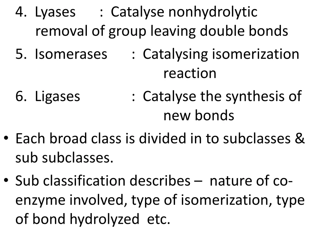 4 lyases removal of group leaving double bonds