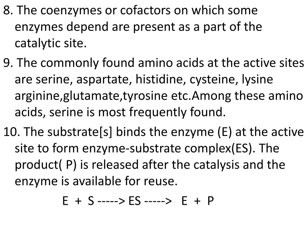 8 the coenzymes or cofactors on which some