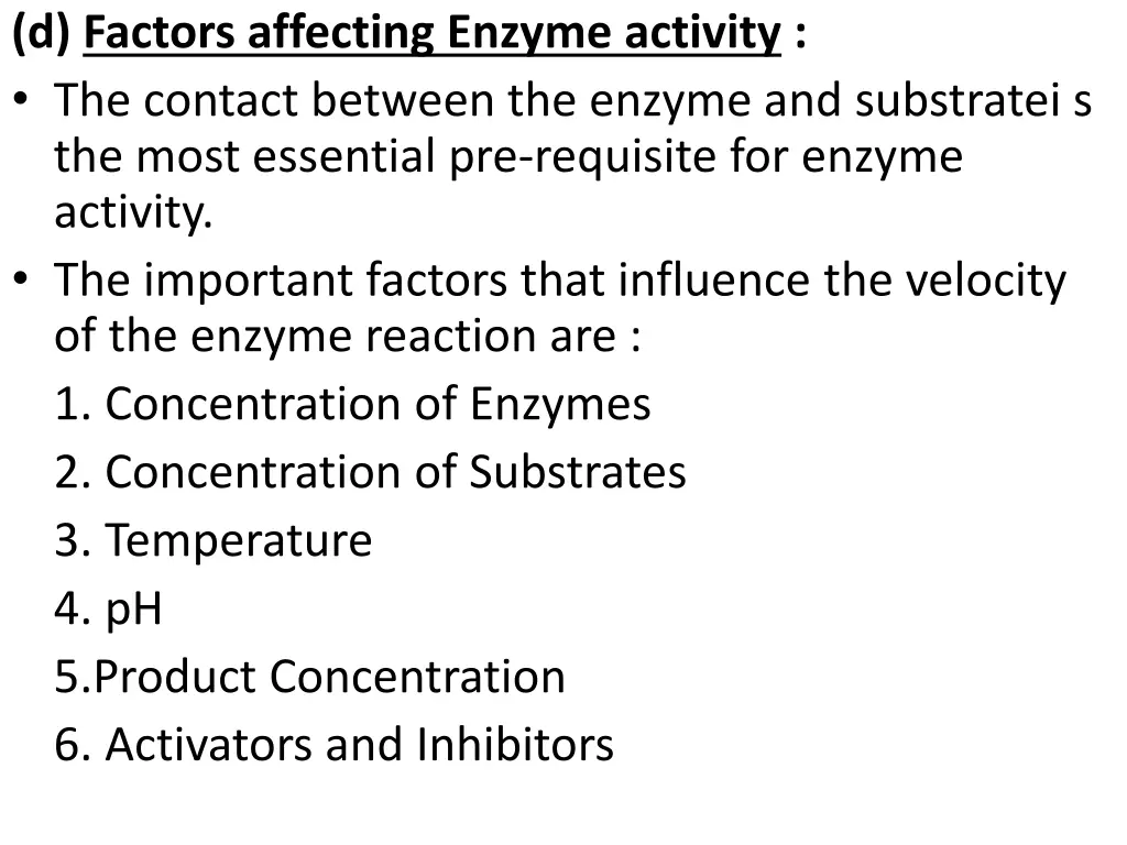 d factors affecting enzyme activity the contact