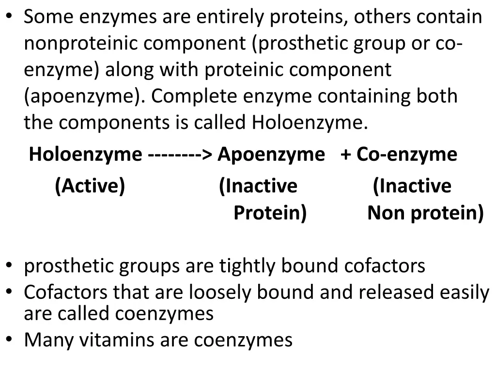 some enzymes are entirely proteins others contain