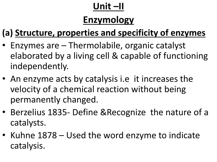 unit ii enzymology