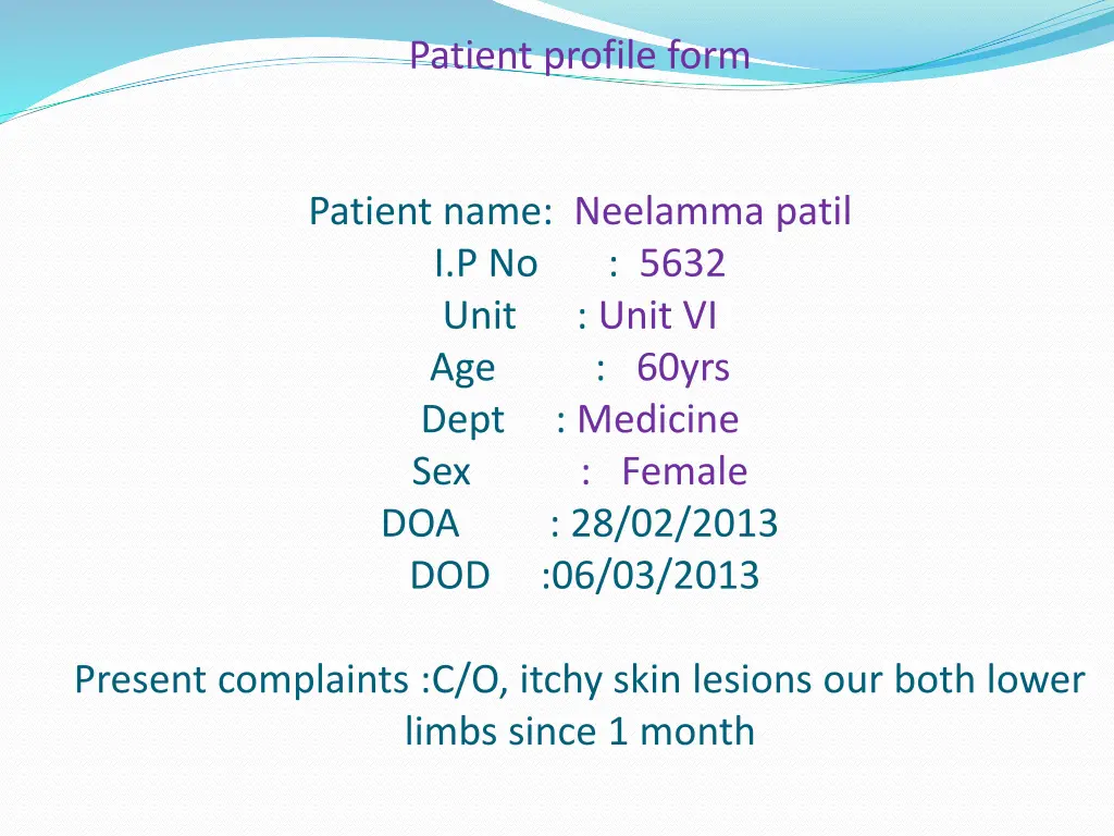 patient profile form