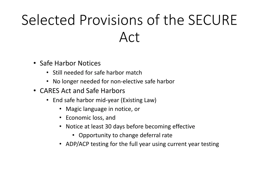 selected provisions of the secure act 2