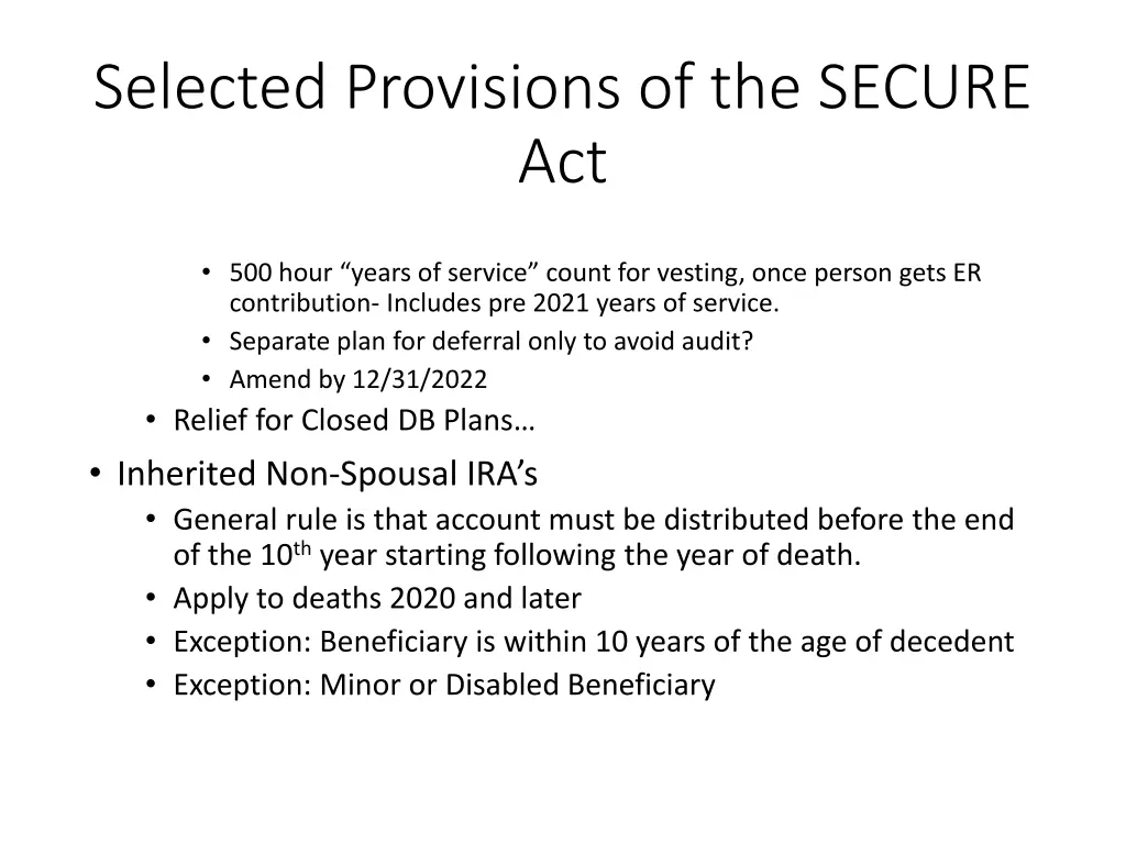 selected provisions of the secure act 4