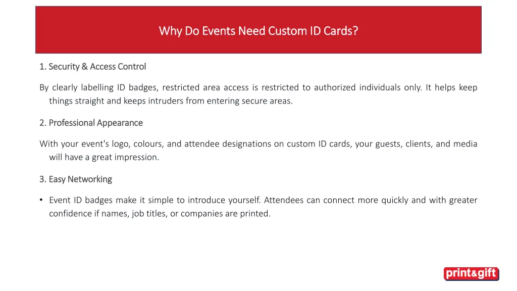 why do events need custom id cards why do events