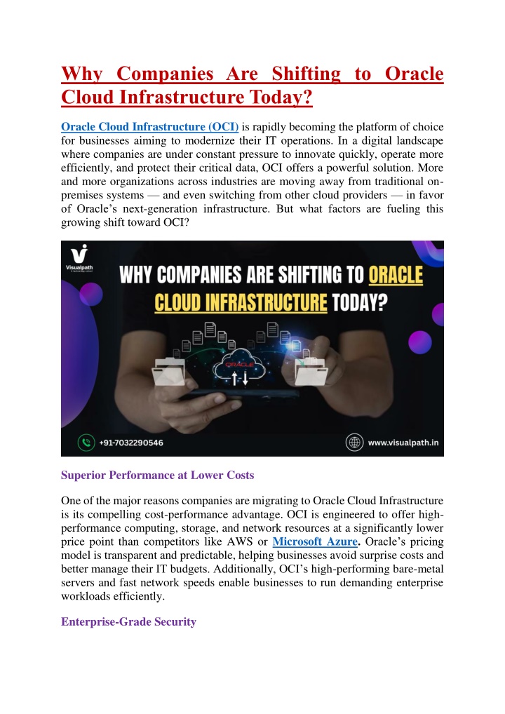 why companies are shifting to oracle cloud