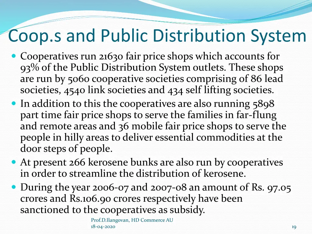 coop s and public distribution system