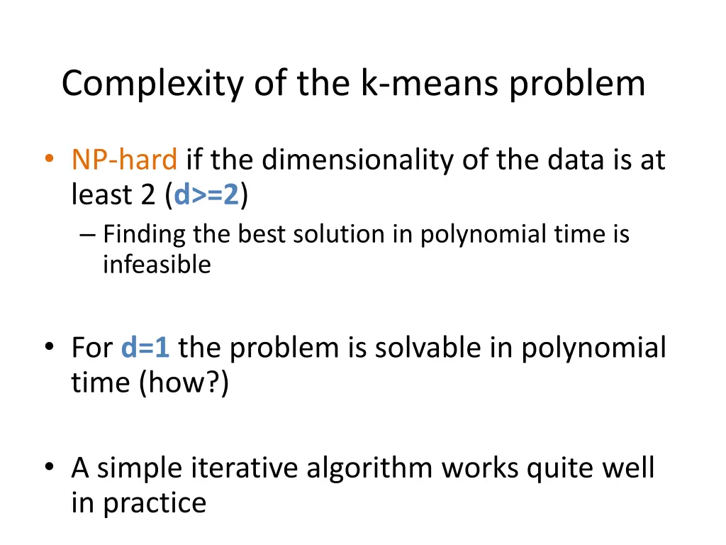 complexity of the k means problem