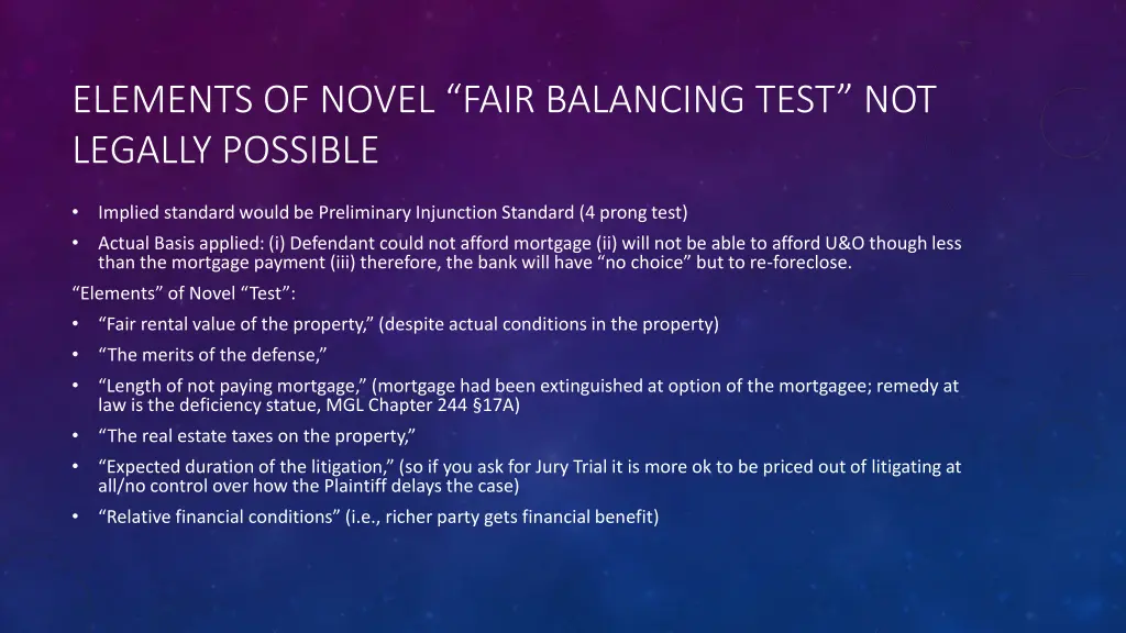 elements of novel fair balancing test not legally
