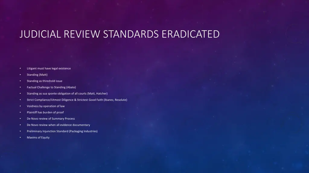 judicial review standards eradicated