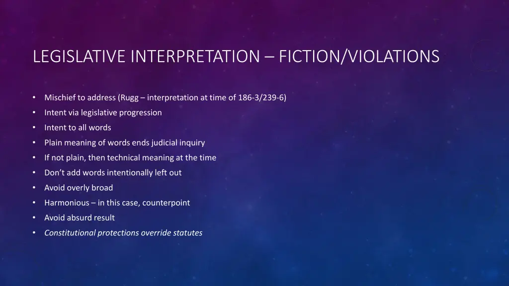legislative interpretation fiction violations