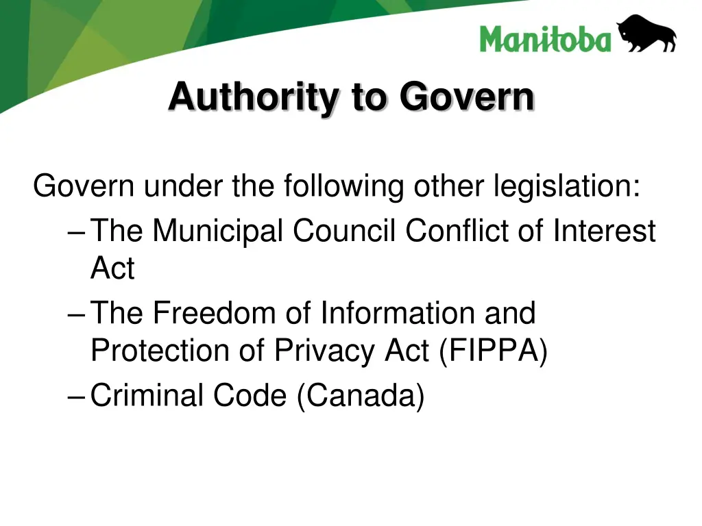 authority to govern 1