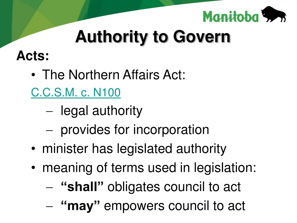 authority to govern