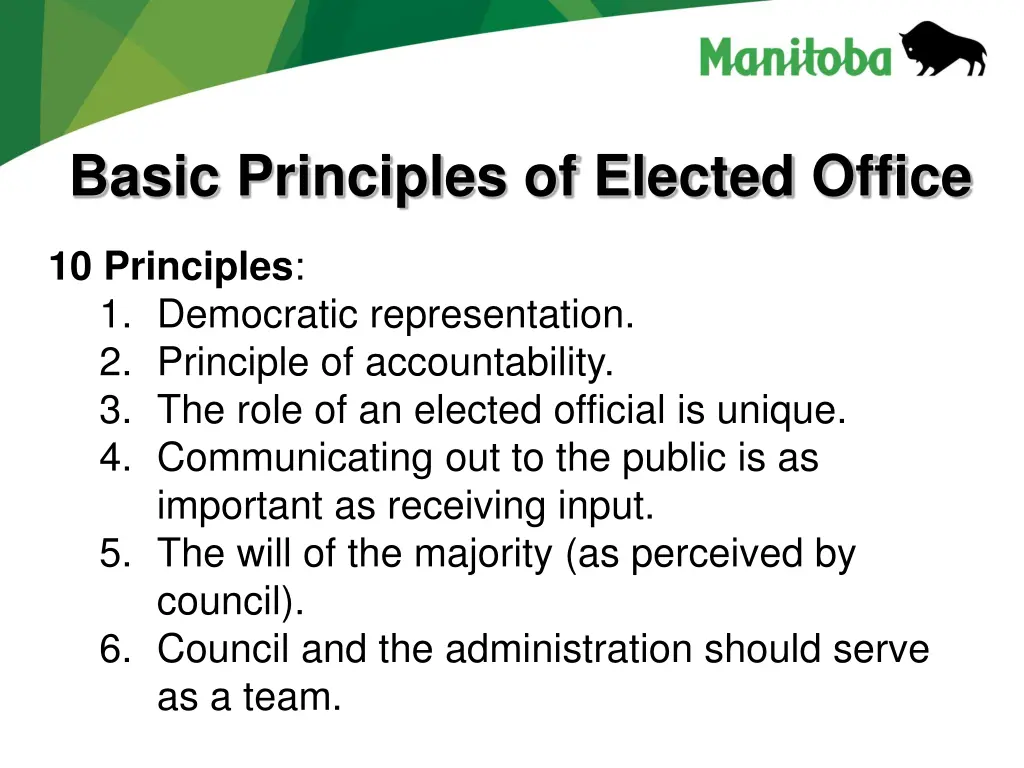 basic principles of elected office