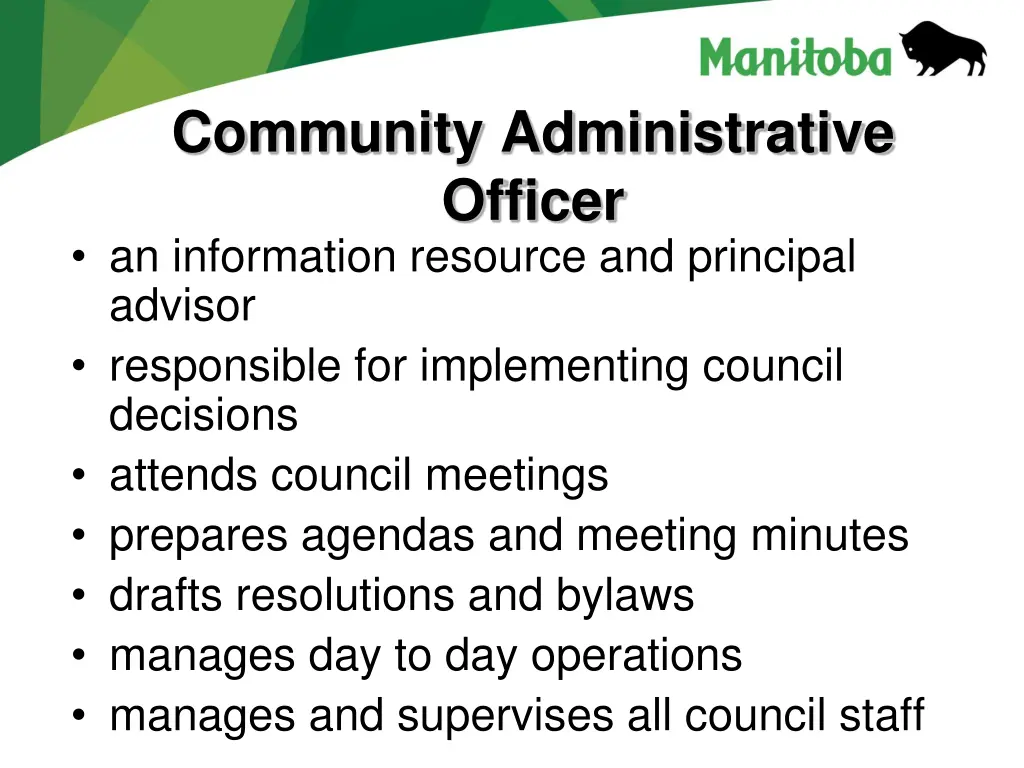 community administrative officer an information