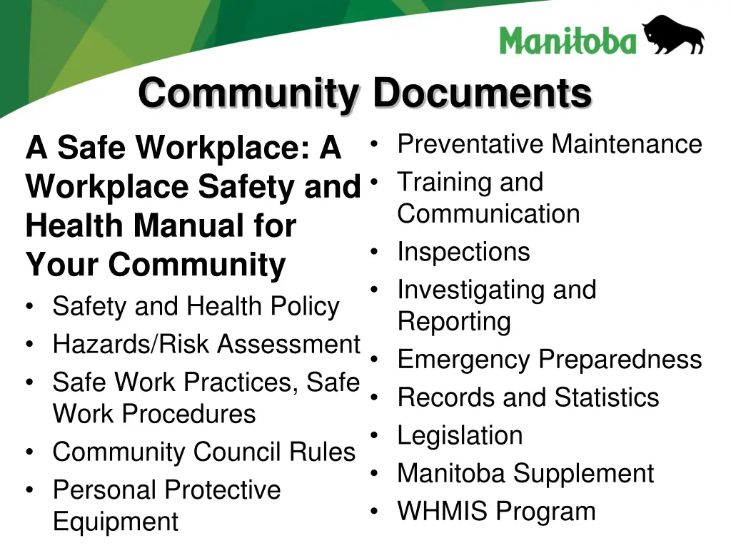 community documents a safe workplace a workplace
