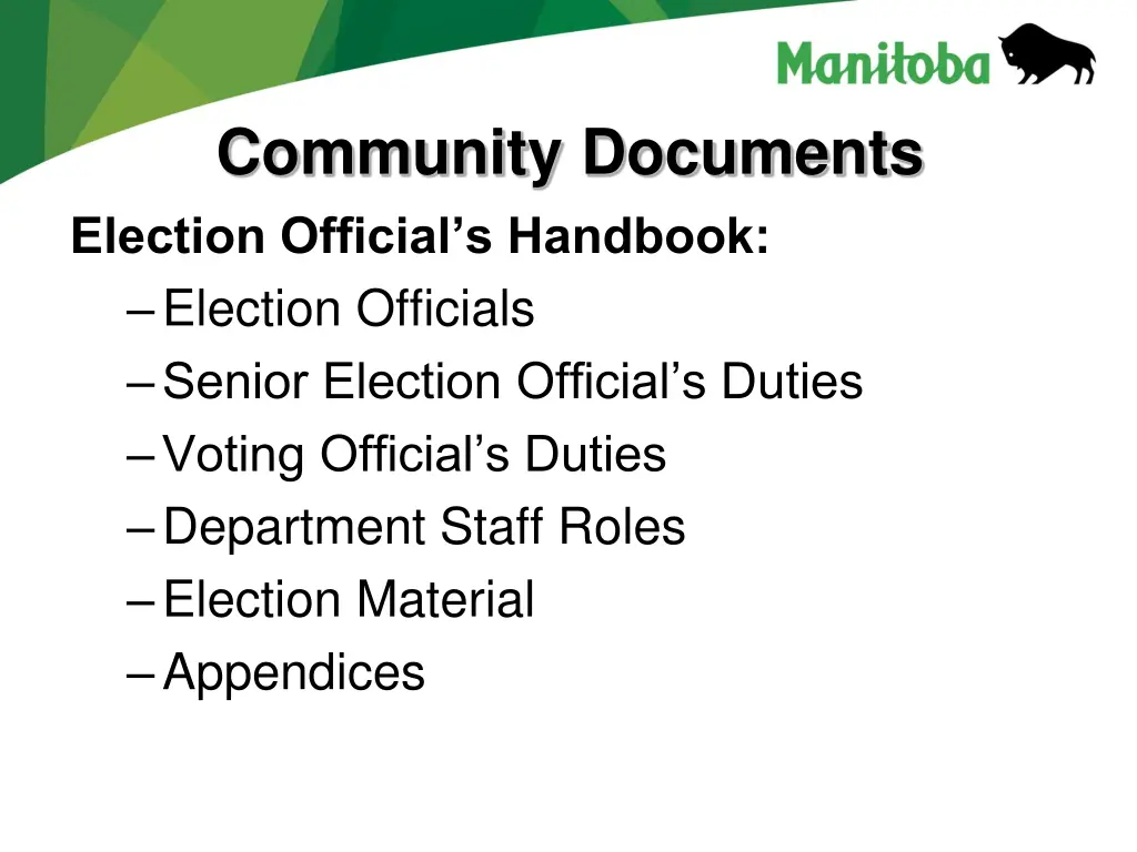 community documents election official s handbook