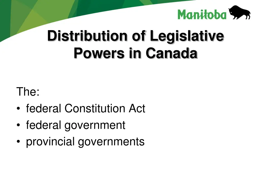 distribution of legislative powers in canada