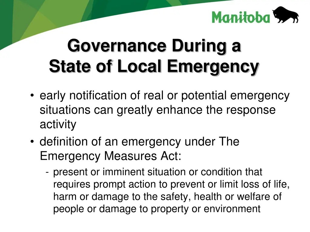 governance during a state of local emergency