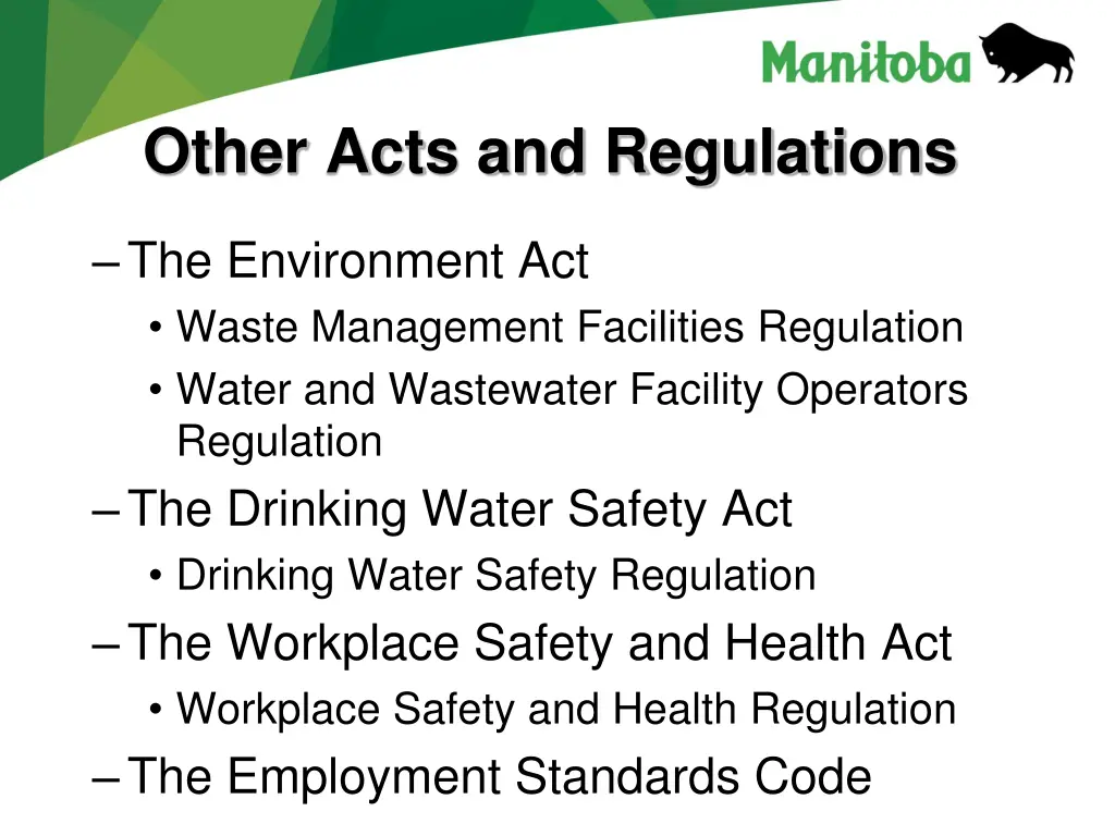 other acts and regulations