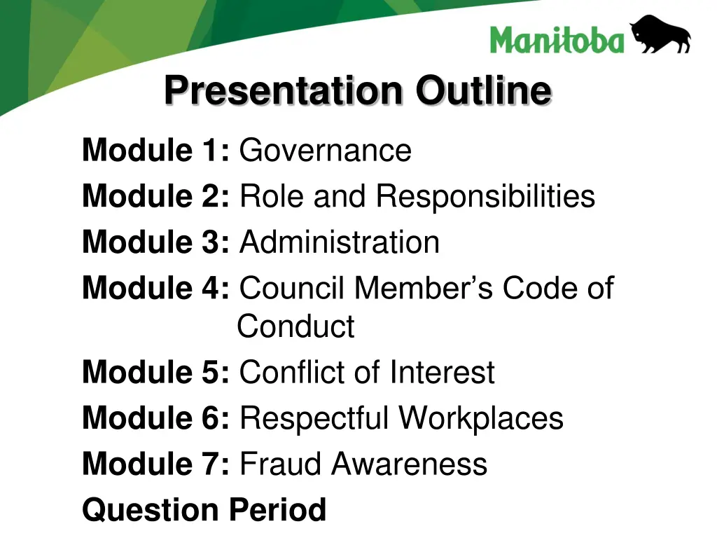 presentation outline