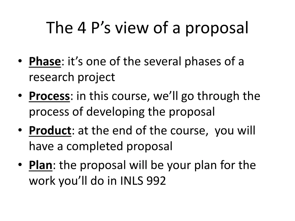 the 4 p s view of a proposal