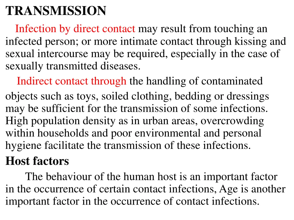 transmission infection by direct contact