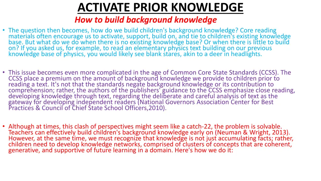 activate prior knowledge how to build background