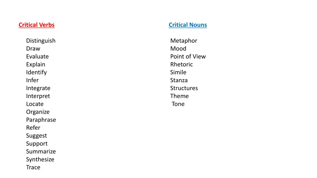 critical verbs